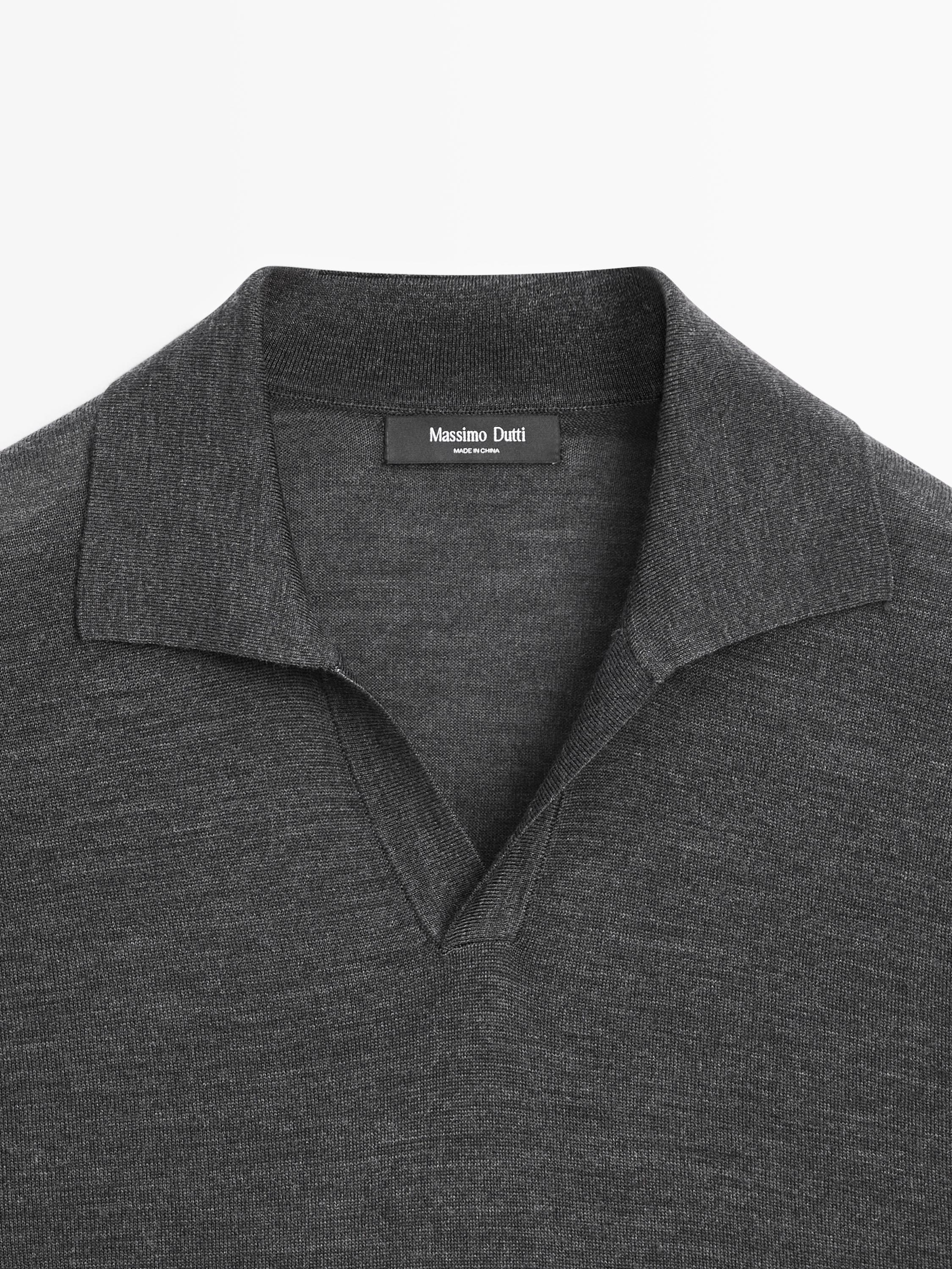 Knit V-neck polo shirt